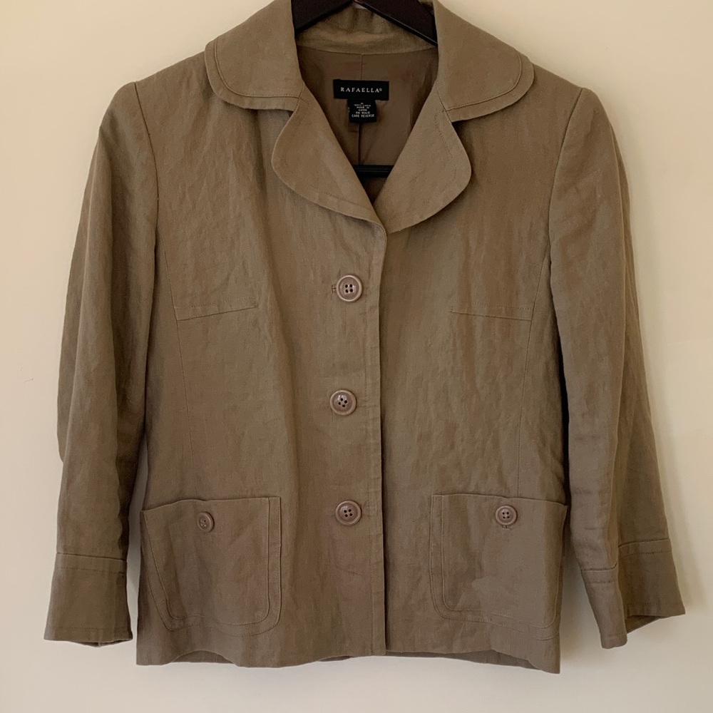 Rafaella Women's Beige 100% Linen blazer Coat
